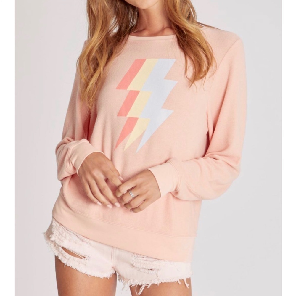 WILDFOX TRI-BOLT BAGGY BEACH JUMPER GUAVA COUTURE SWEET ESCAPE PEACH SWEATSHIRT